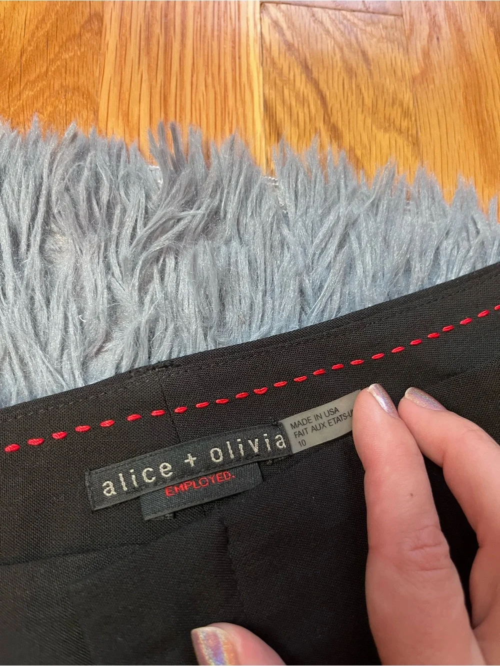 Alice + Olivia Black Wide Leg Wool Trouser Pants Size 10
